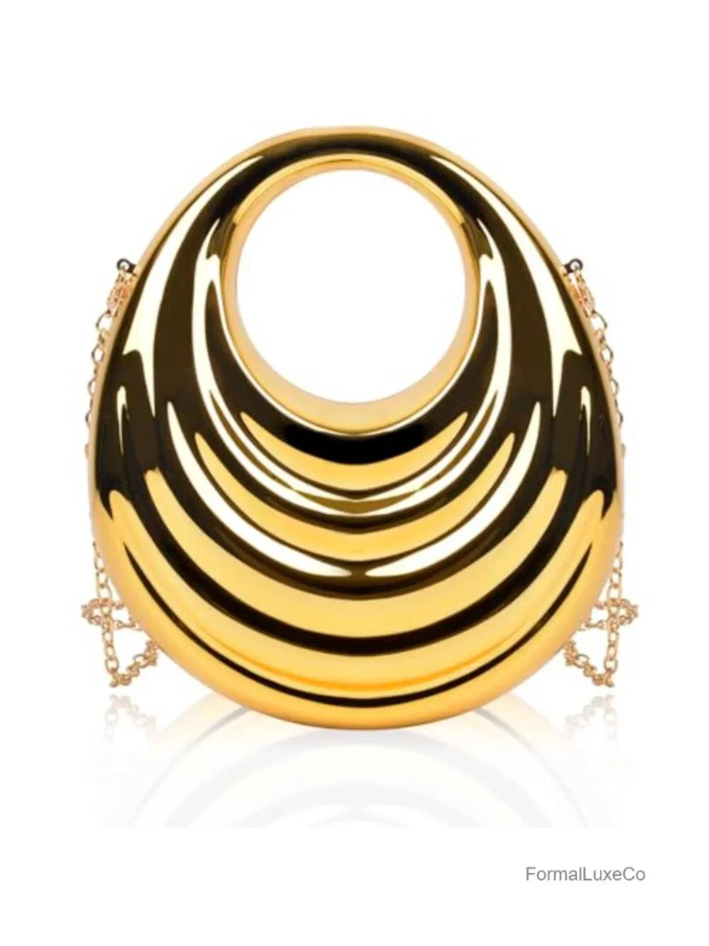 Gold Metallic Acrylic Evening Clutch with Detachable Chain